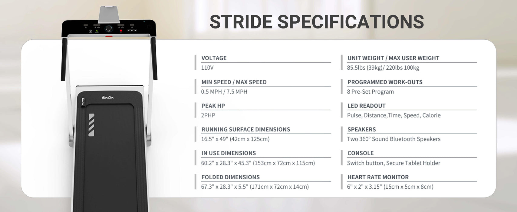 Muscle D Fitness Low Profile Treadmill - LED Display - Heart Rate Monitor - Flex Deck for Low Impact - Adjustable Speed - Phone / Tablet Holder