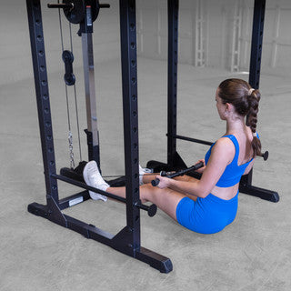 Body Solid BFLA100 Lat Attachment - BFLA100B — full setup angle