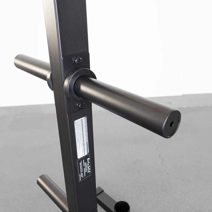 Body Solid Best Fitness Olympic Plate Tree & Bar Holder - BFWT10B — adjustment mechanism