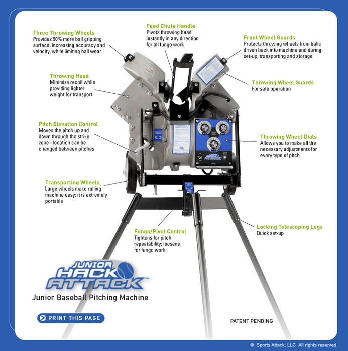 Trigon Sports JR. HACK ATTACK BASEBALL PITCHING MACHINE - 2