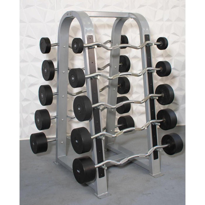 Muscle D Fitness Pro Urethane Barbell Set(Straight or Curl) - 20 to 110 lbs (Barbell Set Only) - Muscle... — full setup angle