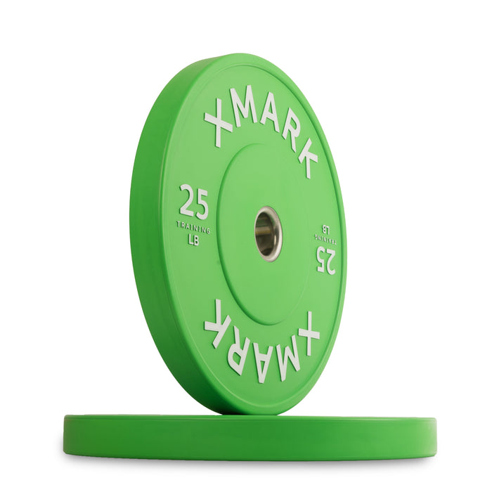 XMARK Commercial Color Bumper Plates (LB) — full setup angle