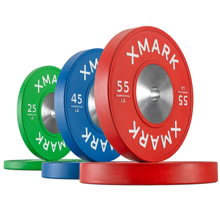 XMARK Premium Competition Bumper Plates (LB), Pairs and Sets — side profile
