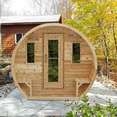 Dundalk Canadian Timber Elation Barrel Sauna with Flat Floor - CTC2424W