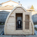 MiniPOD sauna open door, shown with optional heater