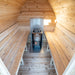 MiniPOD sauna interior benches, shown with optional heater