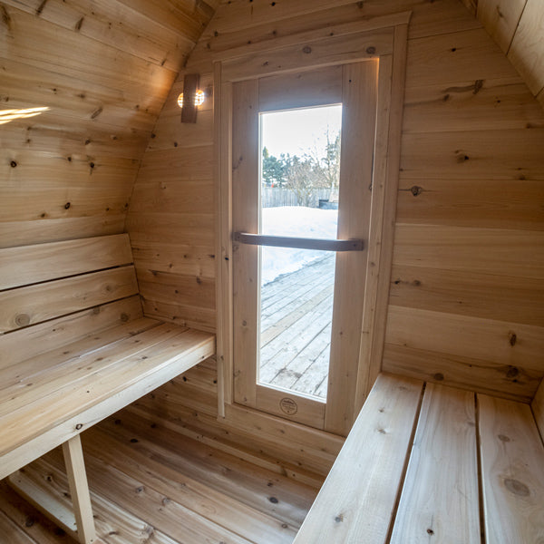 MiniPOD sauna interior door view