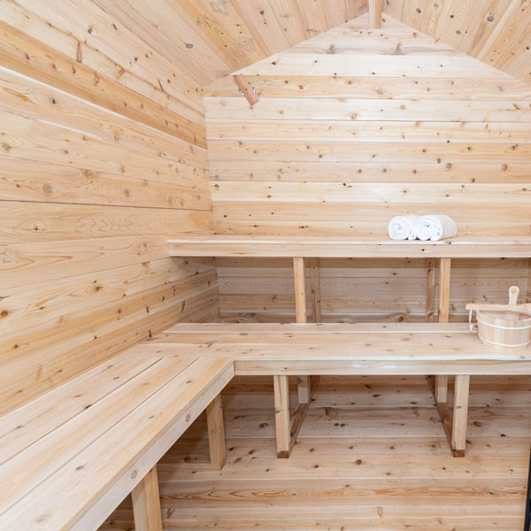 Georgian cabin sauna interior benches