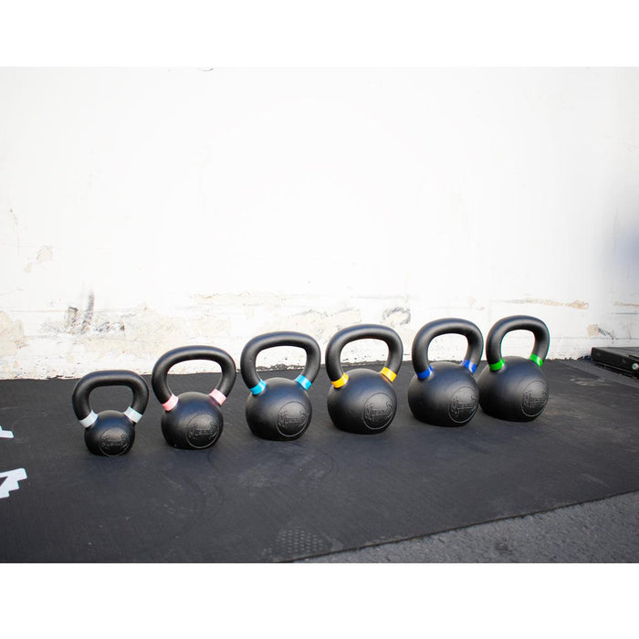 Muscle D Fitness Muscle D Cast Kettlebells - Muscle D Fitness - Quality Handle Design - Heavy Duty Coating — full setup angle