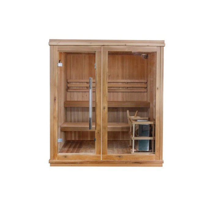 Sunray Charleston 4-Person Indoor Traditional Sauna Double Bench HL400TN — interior lighting
