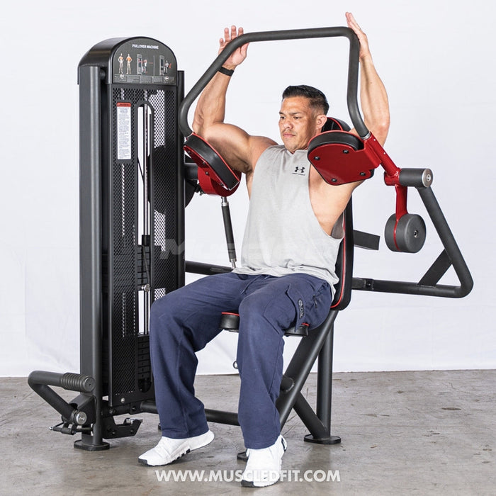 commercial selectorized pullover machine Muscle D Fitness view 2