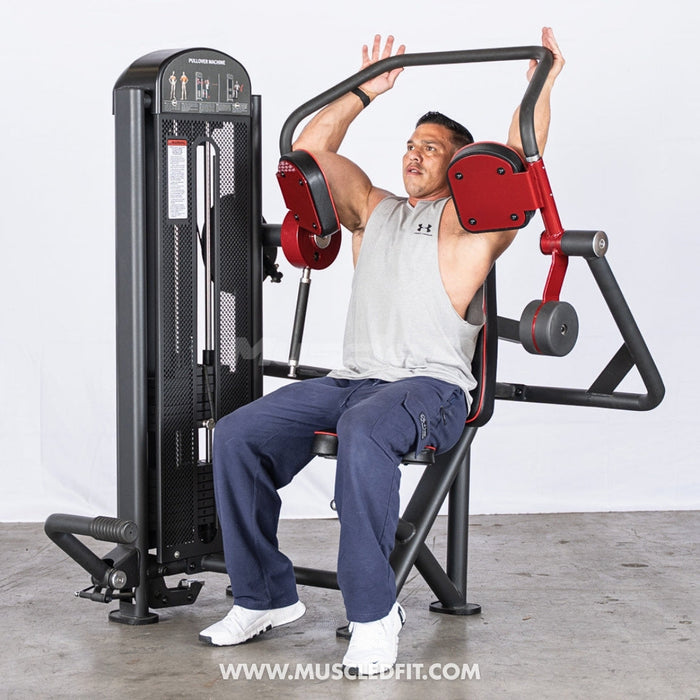commercial selectorized pullover machine Muscle D Fitness view 4