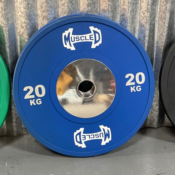 Muscle D Fitness Color Urethane Bumper Plates - Smooth Hub - Made for Heavy Use — additional view 9