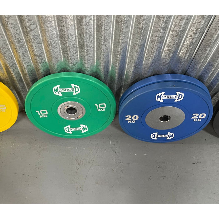 Muscle D Fitness Color Urethane Bumper Plates - Smooth Hub - Made for Heavy Use — weight load capacity