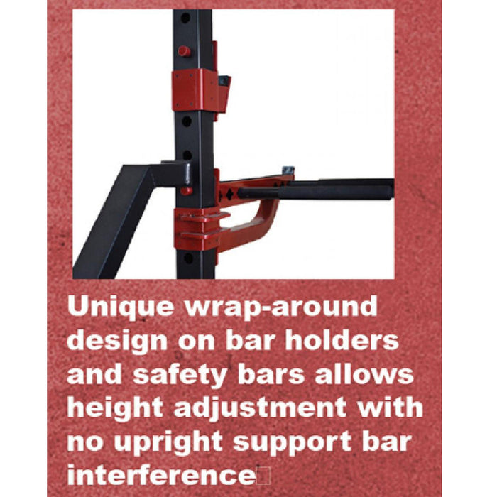 Muscle D Fitness Compact Half Cage - Muscle D Fitness - Bar & Plate Storage and Dip Station Included — full setup angle