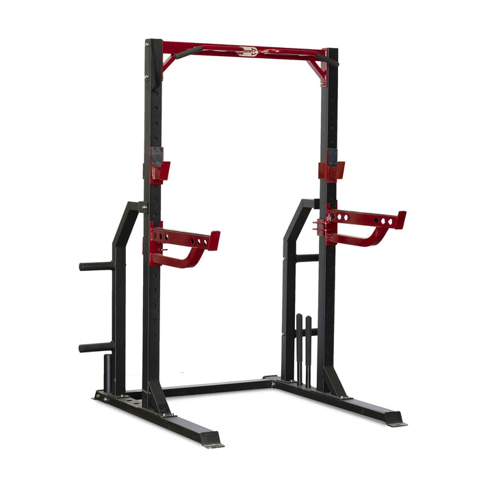 Muscle D Fitness Compact Half Cage - Muscle D Fitness - Bar & Plate Storage and Dip Station Included — front view