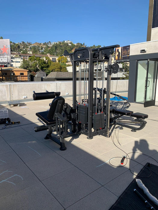 Muscle D Fitness Muscle D Fitness 4 Stack Megatron Compact Multi-Gym  - Space Saving - Leg Extension & C... — full setup angle
