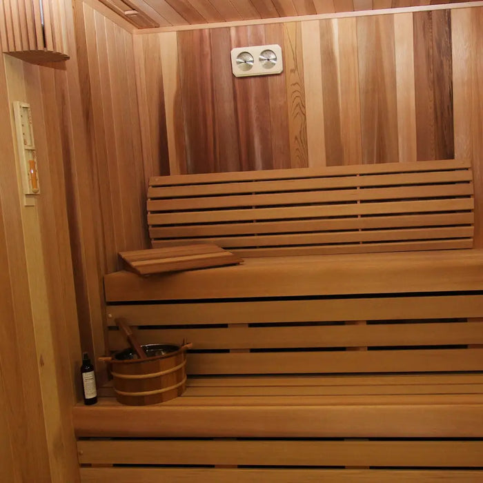 Finnish Sauna Builders Custom Indoor Sauna Room - 8' x 8' x 8' - Finnish Sauna Builders — rear panel