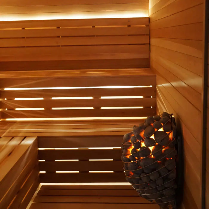 Finnish Sauna Builders Custom Indoor Sauna Room - 6' x 9' x 8' - Finnish Sauna Builders — interior lighting