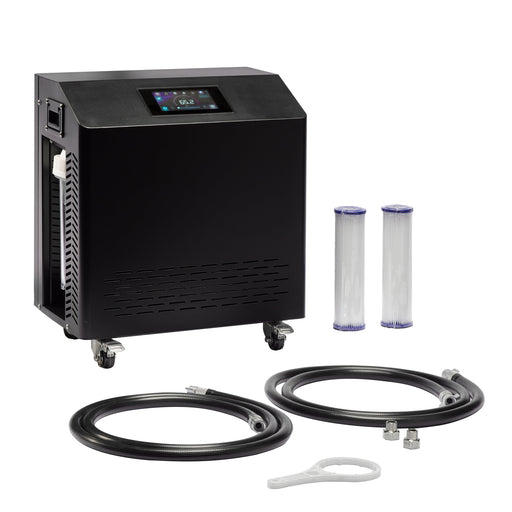 0.8 HP cold/heat chiller with WiFi app in use beside a plunge