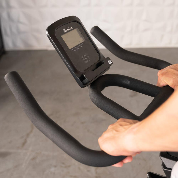 Muscle D Fitness Home Upright Bike - Muscle D Fitness - Exercise Bike - Adjustable Seat and Handle Bars — in-use view