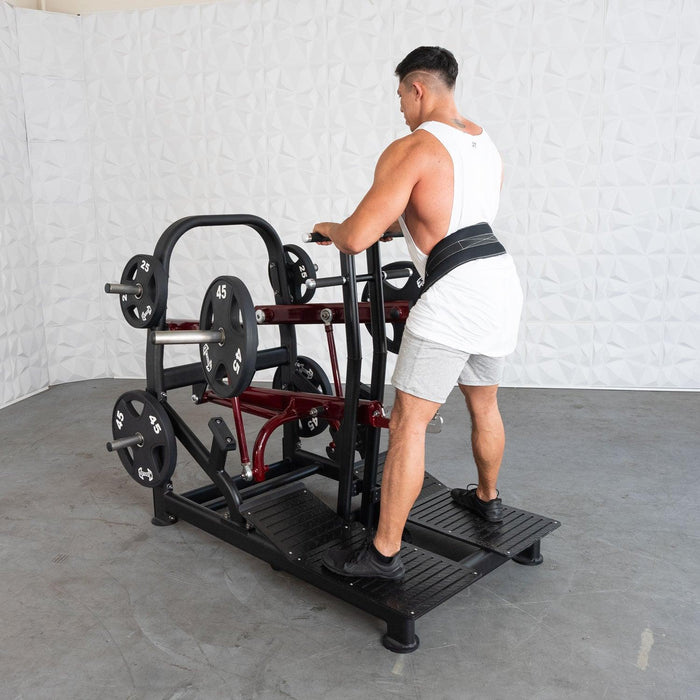 Muscle D Fitness Pro Strength Belt Squat - Standing Belted Hip Thrust - Plate Loaded — full setup angle