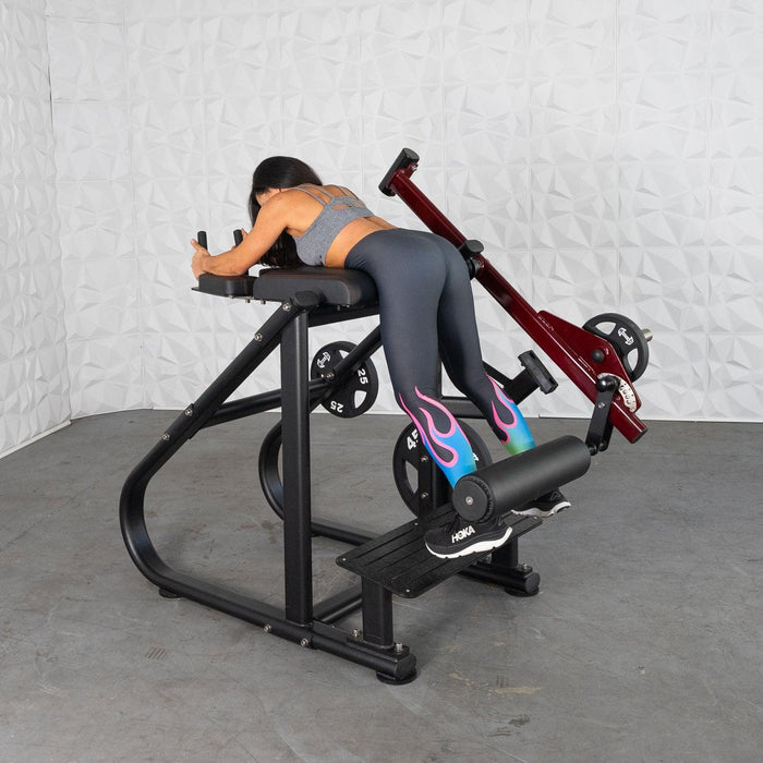 Muscle D Fitness Pro Strength Reverse Hyper - Adjustable Roller Pad, Plate Loaded — front view
