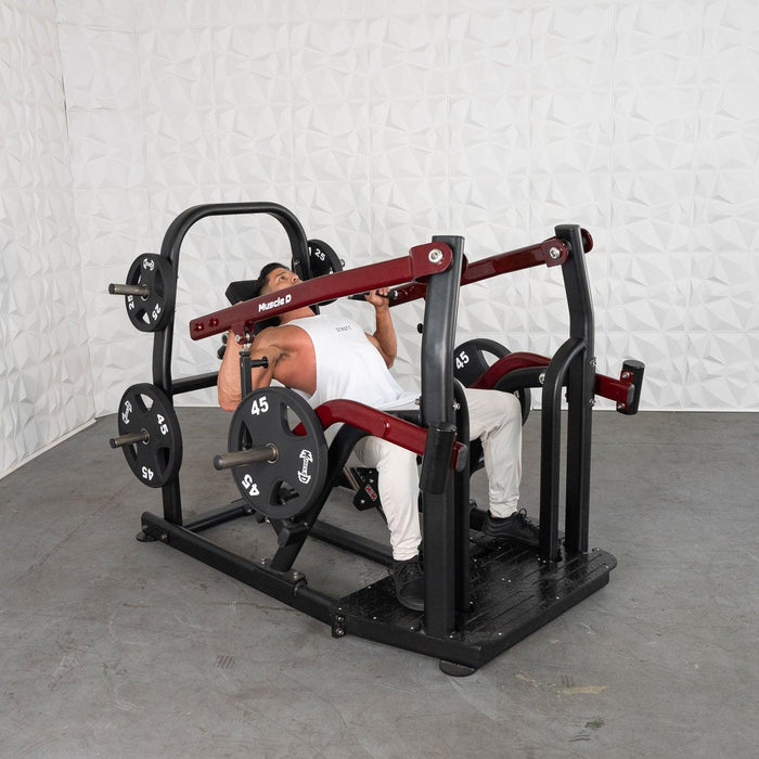 Muscle D Fitness Pro Strength Incline Chest / Shoulder Press - Adjustable - Plate Loaded - Pec Delt Training — front view