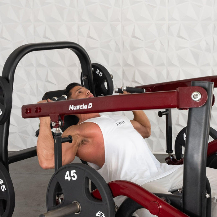 Muscle D Fitness Muscle D Fitness Pro Strength Incline Chest / Shoulder Press - Adjustable - Plate L... — in use demonstration
