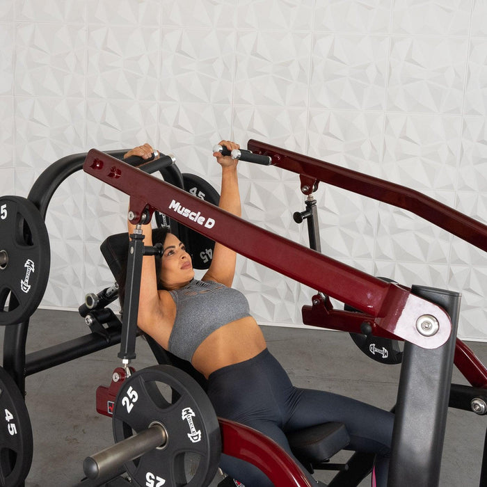 Muscle D Fitness Muscle D Fitness Pro Strength Incline Chest / Shoulder Press - Adjustable - Plate Loade... — full setup angle