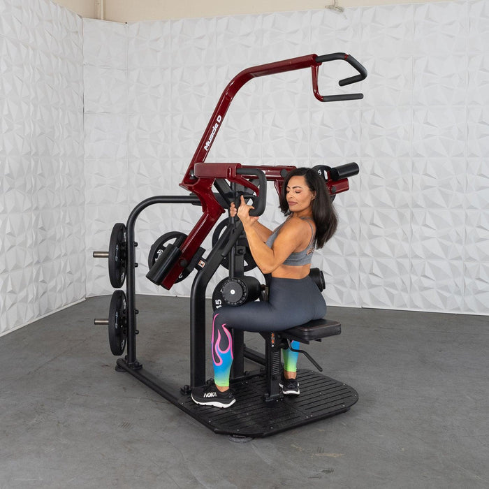 Muscle D Fitness Pro Strength Rotary Lat Pull-Down - Premium - Adjustable - Plate Loaded - Lat Training — side profile
