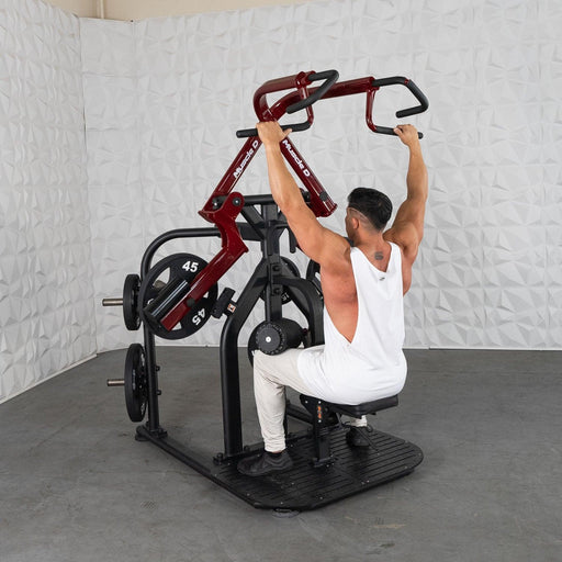 Muscle D Fitness Pro Strength Rotary Lat Pull-Down - Premium - Adjustable - Plate Loaded - Lat Training — front view