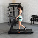 Muscle D Fitness Light Commercial Folding Treadmill - LED Display - Heart Rate Monitor - Safety Clip — side profile