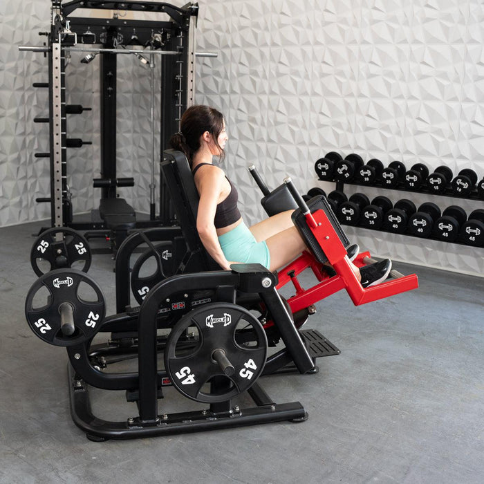 Muscle D Fitness Pro Strength Glute / Outer Thigh - Plate Loaded Abductor / Hip Extension — full setup angle