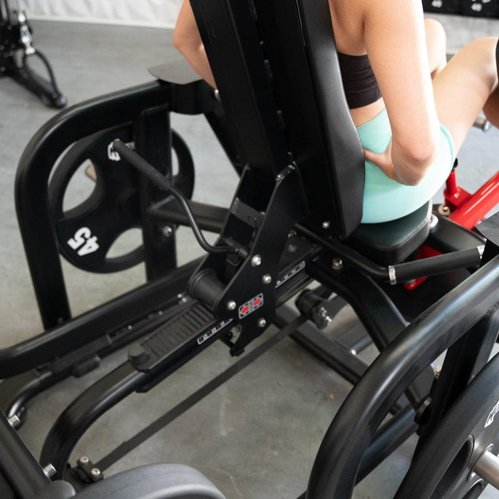 Muscle D Fitness Pro Strength Glute / Outer Thigh - Plate Loaded Abductor / Hip Extension — in use demonstration