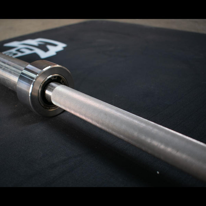 7' Stainless Steel Olympic Bar - Bushing - Muscle D Fitness - Quality Knurling