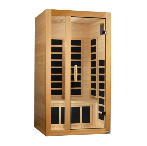 Golden Designs Dynamic "Gracia" 1-2-person Low EMF FAR Infrared Sauna Canadian Hemlock DYN-6119-01