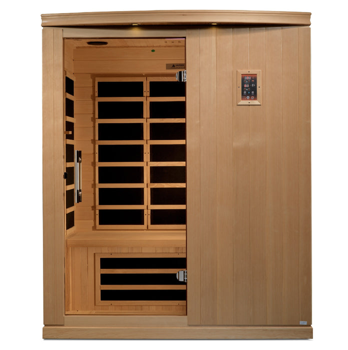 Golden Designs Madrid Elite 3 Person Ultra Low EMF FAR Infrared Sauna DYN — angle view