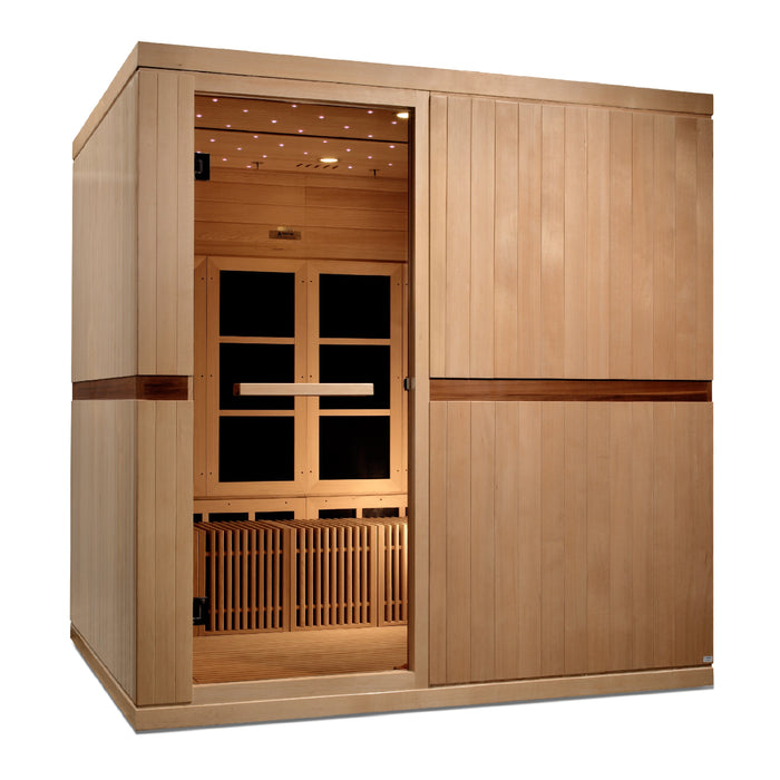 Golden Designs Catalonia 8-person near zero EMF sauna front exterior view