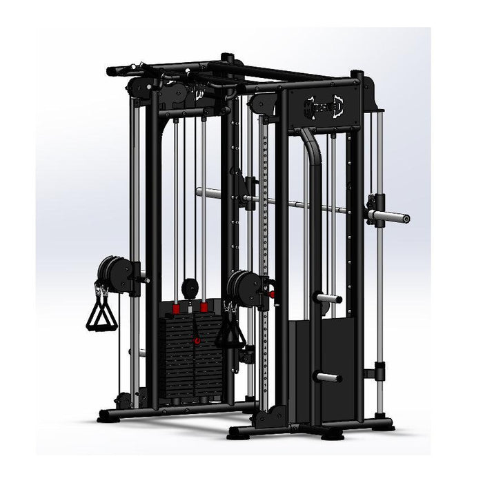 Muscle D Fitness Muscle D Fitness Megatron Dual Adjustable Pulley / Smith Combo - Selectorized Weight Adjust... — side profile
