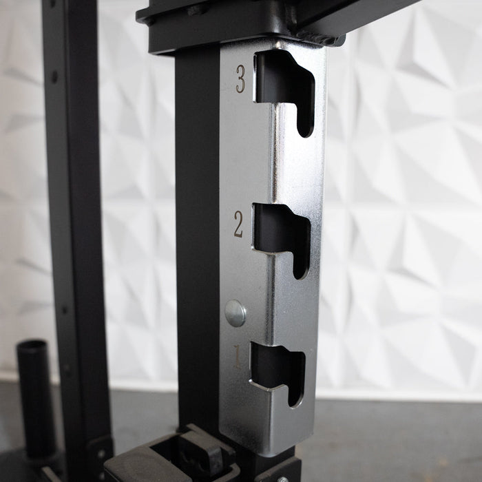 Muscle D Fitness Deluxe Half Rack - Muscle D Fitness - Heavy Duty - Adjustable Safety Bars - Pull Up - Verti... — side profile