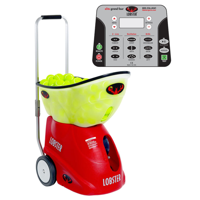Lobster Elite Grand Four tennis ball machine with control panel