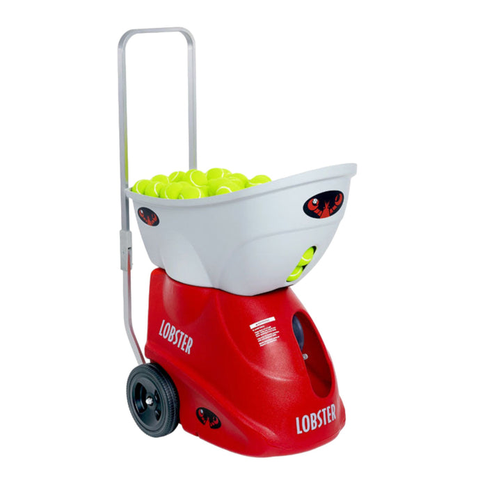 Lobster Elite Liberty tennis ball machine loaded with balls
