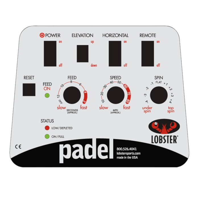 Lobster Padel control panel close-up