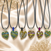 Therasage TheraHeart hand-blown glass heart pendant, Earth Tones