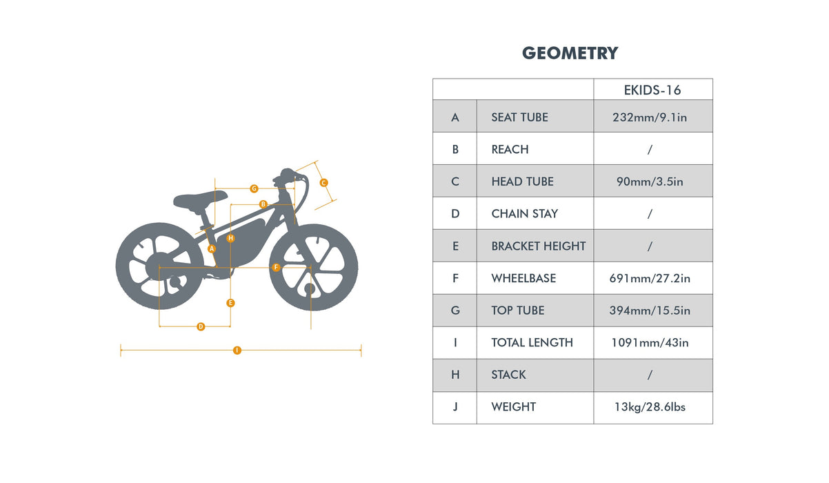 EUNORAU E-BIKE US EKIDS16 1.0 — rear frame view