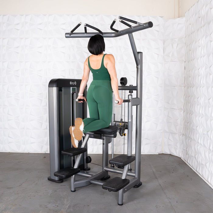 Muscle D Fitness Muscle D Fitness Elite Plus Assisted Chin / Dip - Commercial Grade - Adjustable Seat -... — full setup angle