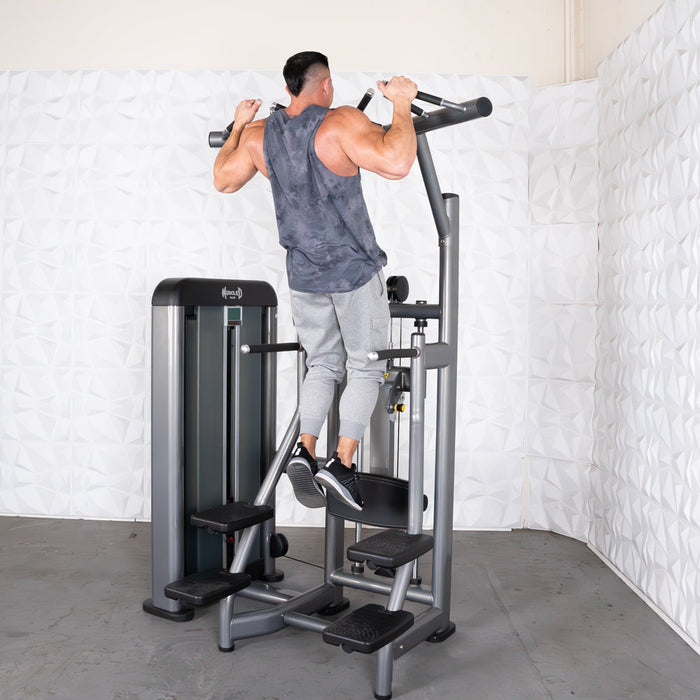Muscle D Fitness Muscle D Fitness Elite Plus Assisted Chin / Dip - Commercial Grade - Adjustable Seat - Pin... — side profile