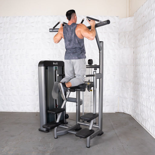 Muscle D Fitness Muscle D Fitness Elite Plus Assisted Chin / Dip - Commercial Grade - Adjustable Seat - Pin Se... — front view