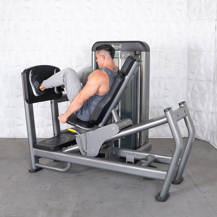 Muscle D Fitness Elite Plus Leg Press/Calf Raise - Commercial Grade - Adjustable Seat - Pin Selectorized Glute Quad Calf Raise Calf Workout